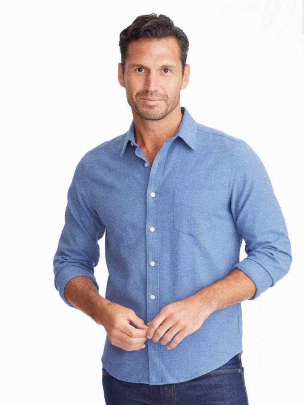 UNTUCKit Sherwood Flannel Classic Men's Long-Sleeve Button-Down Shirt Blue XL